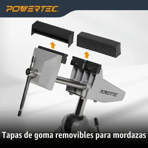 Vista 5 de POWERTEC Tornillo de banco con base de vacío, abrazadera de succión de mesa portátil con mordaza de 2-3/4 pulgadas y cabezal giratorio de 360°