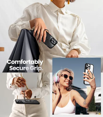 Vista 5 de Shields Up Funda para iPhone 13 Pro Max con soporte, funda transparente con soporte de doble anillo [ajustable y plegable] a prueba de golpes