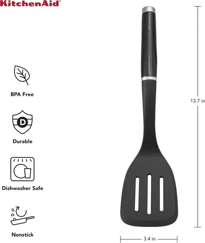 Vista 3 de KitchenAid Juego clásico de cuchara y espátula ranurada, color negro
