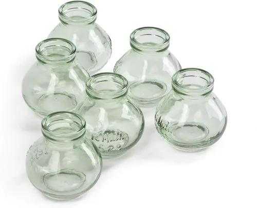 Vista 8 de Serene Spaces Living Mini jarrón Le Midi Bell Bud de cristal verde, centro de mesa para recepción de boda, mini jarrones para decoración del hogar