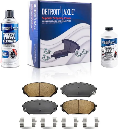 Vista 60 de Detroit Axle - Pastillas de freno para Ford F-150 99-03, 02 Lincoln Blackwood, Pastillas de freno de cerámica delanteras y traseras con repuesto