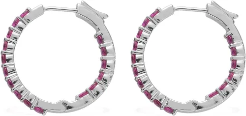 Vista 3 de Femme Luxe Pendientes de aro con piedras preciosas Inside-Out en plata, meses de piedra natal