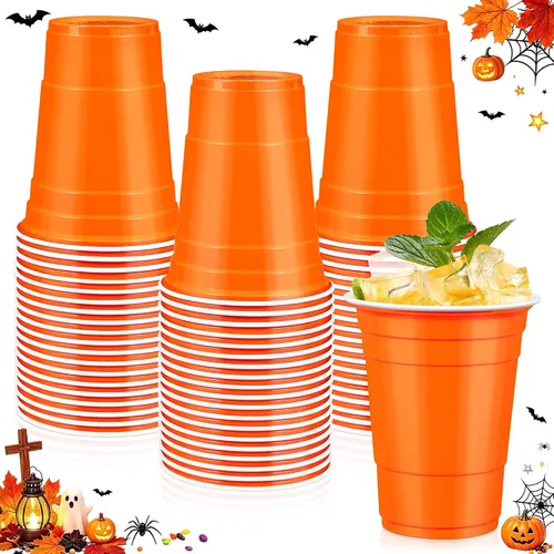 Vista 22 de LANLISA 50 vasos de plástico negros, vasos desechables de 16 onzas, tazas para beber para suministros de fiesta