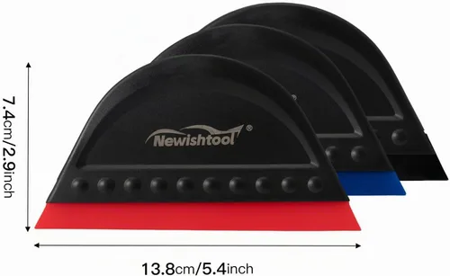 Vista 8 de NEWISHTOOL Rascador de tinte de ventana negro pequeño para herramientas de vinilo PPF, 3 piezas de hoja de canal de diferente dureza con mango