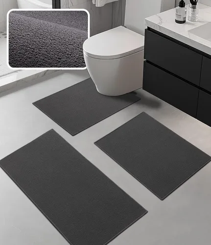 Vista 12 de YIHOUSE Juego de alfombras de baño 2 piezas, tapete de baño ultrafino adecuado para debajo de la puerta, tapete de baño absorbente de secado rápido