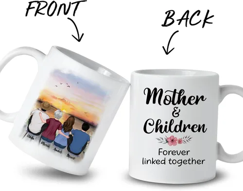 Vista 2 de Gossby Tazas personalizadas para mamá, regalos personalizados para mamá de hijas, hijos con avatares, nombres, cumpleaños, día de la madre, regalos