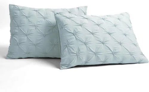 Vista 4 de Lush Decor Ravello Pintuck Juego de Edredón – Juego de ropa de cama texturizada de lujo de 5 piezas – Decoración tradicional de dormitorio inspirada