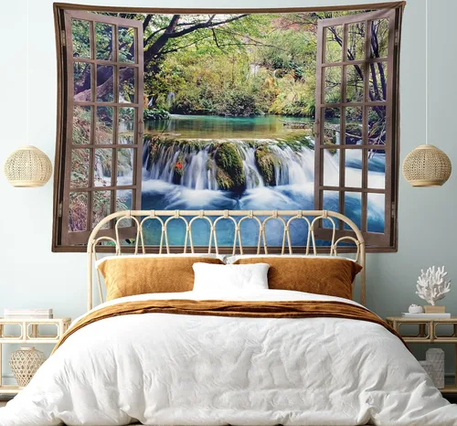 Vista 284 de Ambesonne Tapiz de arte afro, hombre negro fuerte con una corona de trazos impresión de pintura moderna, decoración de tela para colgar en la pared