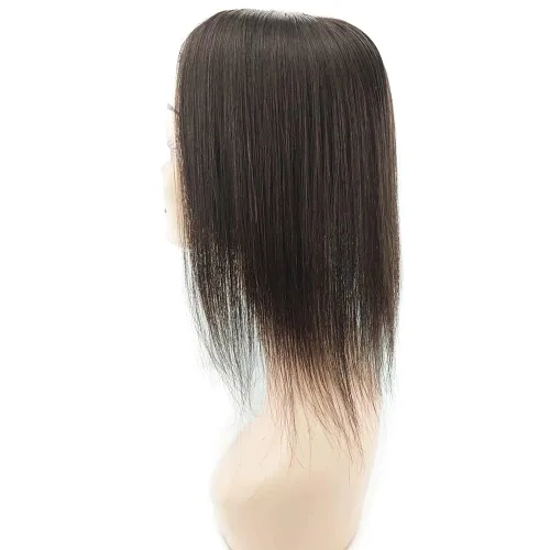 Vista 5 de Postizo de pelo de 3.1 x 4.7 in, base de cabello humano real, hecho a mano, con 3 clips para mujer, pieza de cabello natural