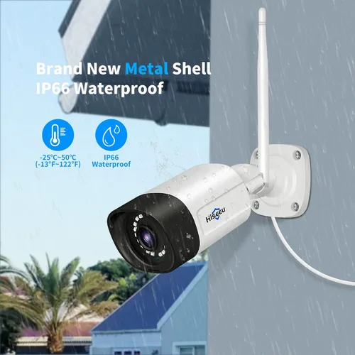 Vista 8 de Hiseeu Cámara de seguridad inalámbrica Pro de 5 MP para exteriores, seguridad del hogar, visión nocturna a color, WiFi de 2.4 GHz y 5 GHz, tarjeta