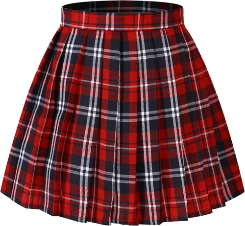 Vista 27 de Faldas plisadas a cuadros de cintura alta para mujeres y niñas, talla grande, uniforme escolar, mini disfraces de cosplay
