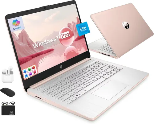 Vista 12 de HP Ultrabook 14 Laptop de Computadora de Negocios para Estudio y Hogar 2025, MS Office de por Vida + Windows 11 Pro, CPU Intel Quad-Core, 16 GB RAM