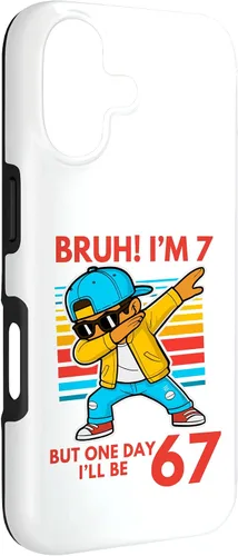 Vista 3 de Bruh I'm 7 But One-Day I'll Be 67 Retro 7th Birthday Kids Case for iPhone 17