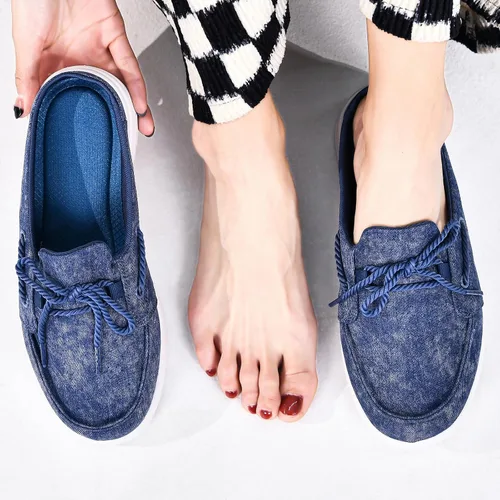 Vista 8 de Buyrew Pantuflas para mujer, cómodas, de lona de punto, con soporte de arco, transpirables, pantuflas de casa