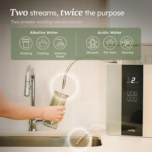 Vista 6 de Máquina de agua alcalina IVYEL PL fabricada en Corea, ionizador de agua, produce agua alcalina pH 8.5-10.0/agua ácida/agua de hidrógeno/filtro