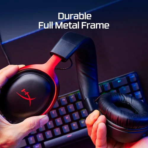Vista 5 de HyperX Cloud III - Auriculares para juegos con cable, PC, PS5, Xbox Series XS, controladores en ángulo de 2.087 in, DTS, espuma viscoelástica, marco