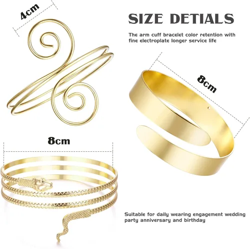 Vista 2 de THUNARAZ Gold Arm Cuff Bracelet for Women Arm Bracelet Upper Arm Band Bangle Bracelet Minimalist Simple Adjustable Greek Armlet Wedding Party Jewelry
