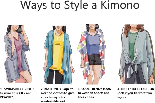Vista 7 de Elu Kimono para cubrir la playa para mujer cárdigan casual con estampado floral bohemio
