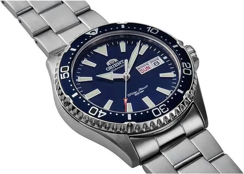 Vista 2 de ORIENT Reloj analógico automático para hombre con correa de acero inoxidable RA-AA0002L19B, azul, pulsera, Azul, Pulsera