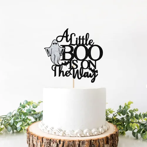 Vista 3 de A Little Boo is on The Way - Decoración para tartas de Halloween, baby shower, Little Boo, decoraciones temáticas de Halloween para fiestas de baby