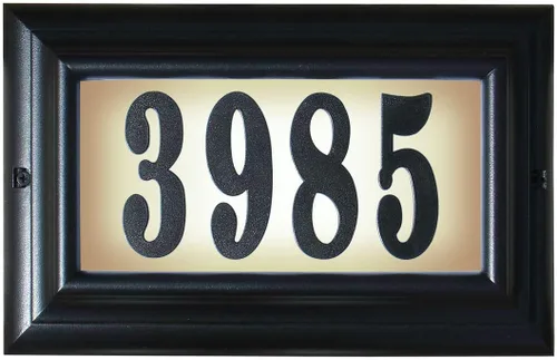 Vista 5 de LTL-1301AC-PN Edgewood - Placa de dirección iluminada grande en color cobre antiguo con números de polímero negro de 4 pulgadas