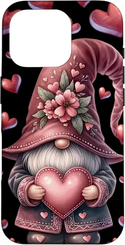 Vista 19 de iPhone 11 Pro Max - Funda con diseño de corazón para mujer, diseño retro de gnomo de amor para el día de San Valentín