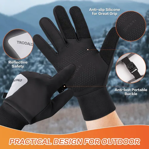 Vista 5 de Guantes de invierno para hombres y mujeres, ligeros y reflectantes, guantes deportivos antideslizantes para pantalla táctil, guantes cálidos