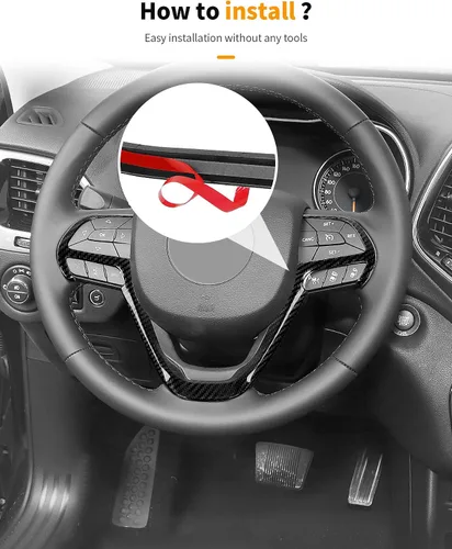 Vista 6 de Hoolcar Cubierta para volante de consola central, decoración de panel de salpicadero para Jeep Grand Cherokee 2014-2020, fibra de carbono