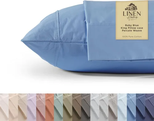Vista 28 de Fundas de almohada 100% algodón percal con encaje fluer tamaño Queen/estándar, color blanco, 2 piezas de fundas de almohada, ropa de cama fuerte