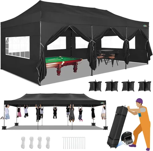 Vista 14 de COBIZI Tienda de campaña desplegable de 6.6 x 6.6 pies, toldo resistente, fácil de instalar, impermeable, para exteriores, fiestas, playa, jardín