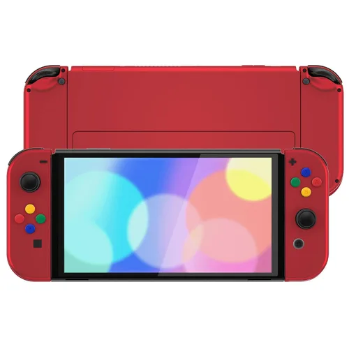 Vista 6 de eXtremeRate DIY Full Set Shell Buttons for Nintendo Switch OLED, Soft Touch Replacement Console Back Plate & Kickstand, Custom Case Housing for