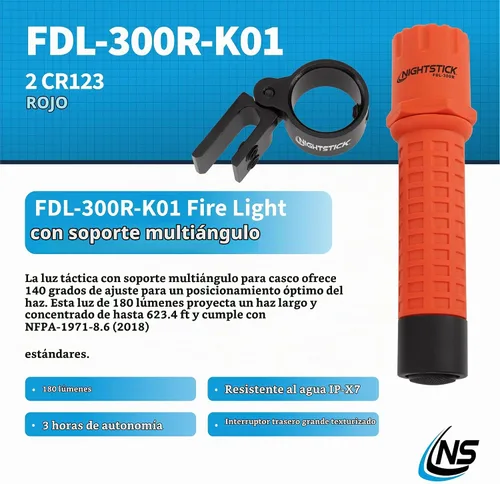 Vista 2 de Nightstick FDL-300R-K01, luz táctica para incendios con soporte de casco multiángulo