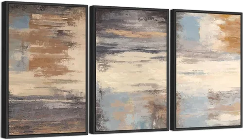 Vista 9 de ASDCEUTICALS Lienzo grande para pared, cuadros abstractos marrones para sala de estar, decoración de pared retro estética, pinturas rústicas, obras