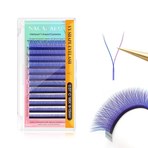Vista 136 de NAGARAKU YY - Extensiones de pestañas, suministros Y, Lash 4D, Easy Fan, pestañas cruzadas de volumen ruso, pestañas YY, tejidas a mano, malla