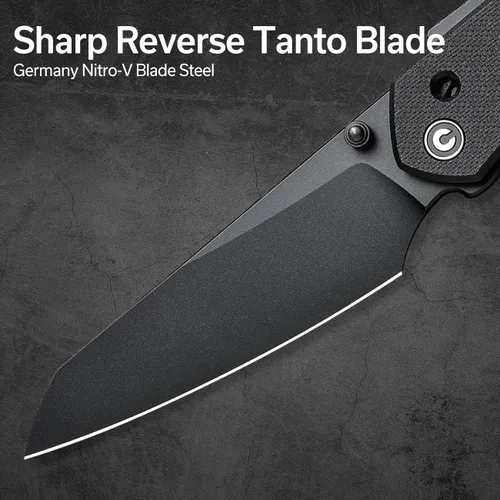 Vista 3 de CIVIVI Vision FG - Cuchillo de bolsillo para EDC, Superlock plegable con mango de 3.54 pulgadas Inversa Tanto Nitro-V Blade G-10, regalo ideal