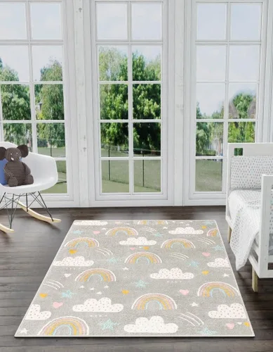 Vista 4 de Unique Loom Whimsy Collection - Alfombra rectangular de 2 pies 2 pulgadas x 2 pies 11 pulgadas, gris/marfil