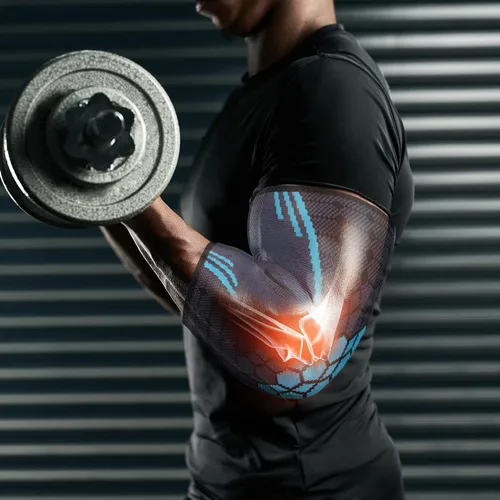 Vista 6 de Codera de compresión para codo, codera, coderas, coderas de tenista para hombres y mujeres, codo para tendinitis y codo de tenista (S, negro)