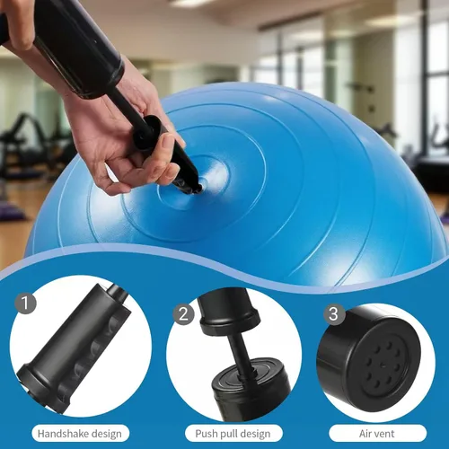Vista 2 de Bomba de bola de ejercicio compatible con Bosu Balance Trainer, bomba de aire de mano para pelota de ejercicio, bomba de mano portátil