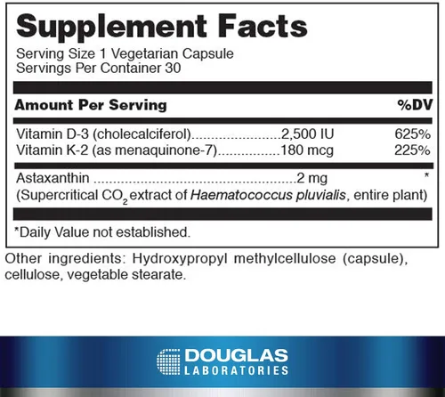 Vista 2 de Douglas Laboratories K2-D3 con astaxantina - Soporte antioxidante para huesos, función inmune y salud vascular* - Con menaquinona-7 y vitamina D