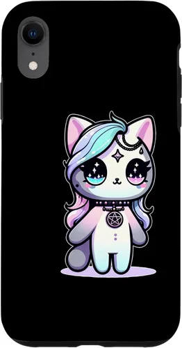 Vista 8 de Funda estética oculta espeluznante para iPhone 15 Kawaii Pastel Cat Ouija
