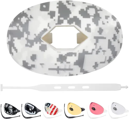 Vista 16 de Protector bucal de fútbol americano con correa, protector bucal transpirable para jóvenes y adultos, protector de dientes y labios