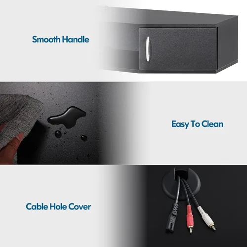 Vista 4 de FITUEYES Soporte flotante para TV montado en la pared, estante de TV con puerta, consola multimedia de madera, centro de entretenimiento debajo