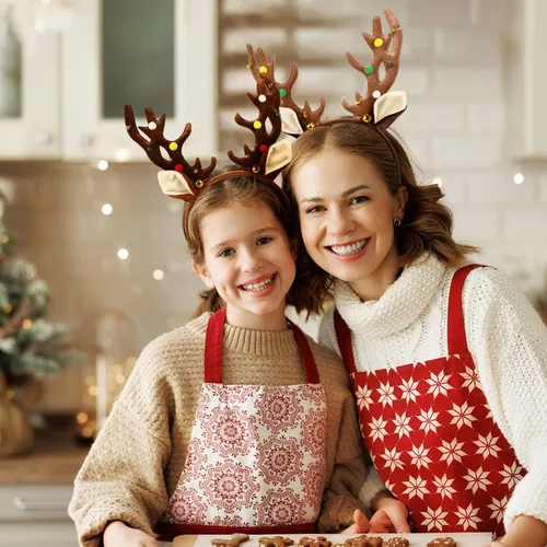 Vista 3 de Amosfun 2 diademas de Navidad con cuernos de reno de Navidad, diadema de cuernos de ciervo, diadema de orejas de reno de Navidad para accesorios