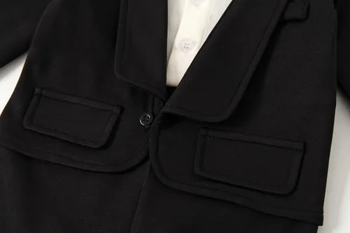 Vista 6 de EVGVAT Traje formal para bebé, traje de caballero de boda, conjunto de overol de esmoquin