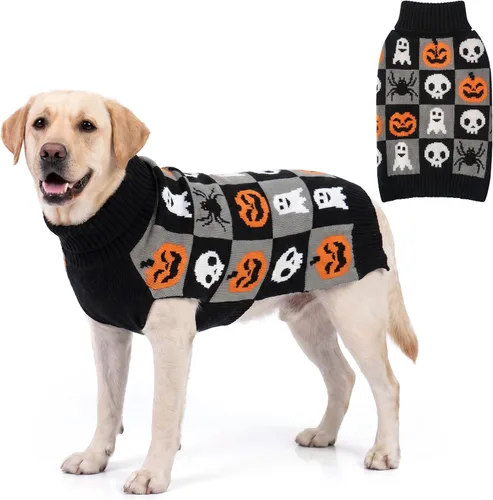 Vista 20 de KYEESE - Suéter de Navidad para perros con diseño de renos para perros pequeños, ropa a cuadros de búfalo rojo con agujero para la correa para días