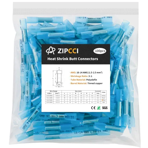 Vista 14 de Conectores a tope termorretráctiles de 12-10 AWG, 50 unidades, amarillos, impermeables, conectores de cable eléctrico, empalme, terminales