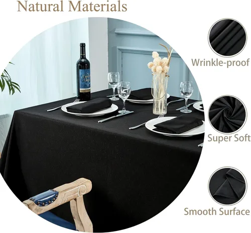 Vista 3 de Mebakuk Mantel Rectangular de Lino Estilo Granja, Impermeable, Anti-encogimiento, Suave y Resistente a las Arrugas, Cubierta de Mesa Decorativa