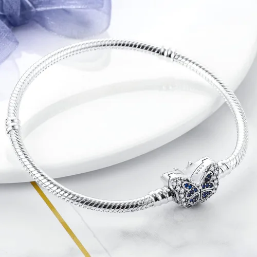 Vista 8 de MULA 925 Sterling Silver Snake Chain Charm Bracelet Butterfly Best Friend Heart with 5A Cubic Zirconia for Women Girls Gift for Her