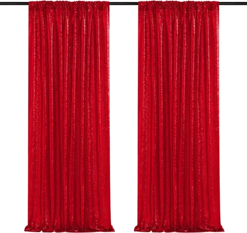 Vista 21 de Cortinas de fondo de lentejuelas con purpurina azul bebé, 2 piezas de 2 x 8 pies, telón de fondo de fiesta de baby shower para niños, hermosas