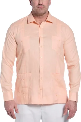 Vista 18 de Cubavera Camisa Guayabera de manga larga con cuatro bolsillos para hombre, 100 % de lino, detalle de pinzas, ajuste relajado